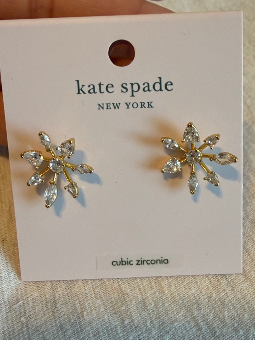 kate spade Gold-tone Clear Crystal Flower Studs